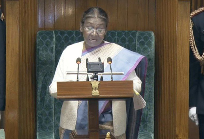Parliament Budget Session: राष्ट्रपति मुर्मू ने बजट सत्र से पहले संसद को संबोधित किया (IMAGE : SANSADTV)